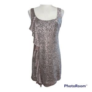 Guess Brown and Silver Metallic Ruffle Dress Sz 9